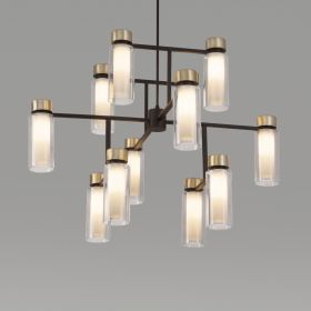 ORIENTE Modern Italian chandelier 12 flames with brass and glass tube