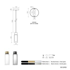 ORIENTE Italienische Pendelleuchte mit Messing und Glasrohr