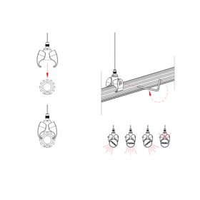 SUSPENDED SYSTEM Modulares Leuchtensystem mit vier verschiedenen Lichtquellen Verstellbare Lichtrichtung des LED Strips.