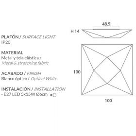 SUBRA Design Deckenleuchte quadratisch Quadratische Deckenleuchte mit 100 cm Seitenlnge.