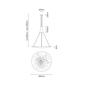 ESTRELL Extravagant pendant light Abmessungen der Leuchte in 90 cm.