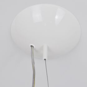 ONA White spherical glass pendant light with steel cable suspension Halbrunder Deckenbaldachin aus Metall.