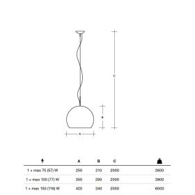 NEMSIS Glas-Pendelleuchte Abmessungen halbrunden Glas-Pendelleuchte.