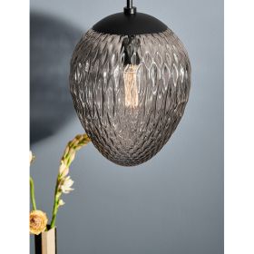 PINA Pendelleuchte mit Zapfen-Glasschirm Angenehme Lichtbrechung des gemusterten Glas.