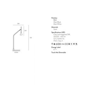 LYB Hohe Tischleuchte in minimalistischem Design Abmessungen der langen Design Wandleuchte.