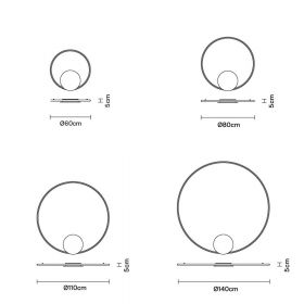 ANNAUX Filigrane Ring-Wandleuchte Abmessungen der vier LED Ringleuchten.