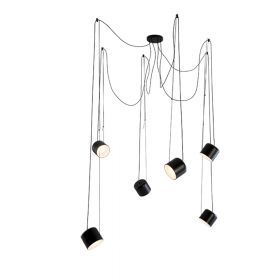 PAULO Black pendant light with 1 to 6 adjustable spots