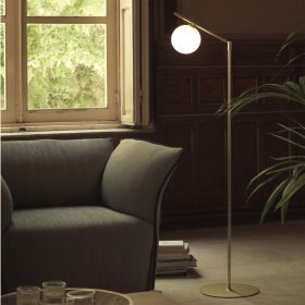 DAVOS Moderne Design Stehleuchte mit Glaskugel Moderne Design Stehleuchte in der messingfarbenen Option