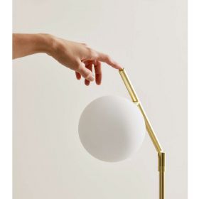 DAVOS Moderne Design Stehleuchte mit Glaskugel Praktischer Tast-Schalter am Leuchtenkorpus.