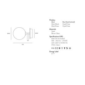 ATOM Minimalistische Design Wandleuchte Abmessung der spanischen Design Wandleuchte.