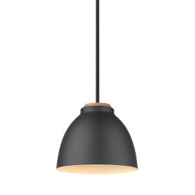 ALVAR Moderne Pendelleuchte mit Metalllampenschirm Variante in matt Schwarz.