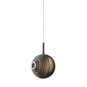 DARK & BRIGHT STAR Hochwertige Design Glasleuchte Grere Variante in Rauch mit Anthrazit-Halterung.