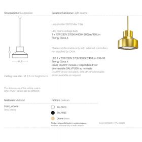 NOX Kleine Design Hngeleuchte Messing Abmessung der kleinen Messing-Leuchte.