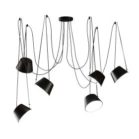 MAGNUS Modern pendant luminaire with 1 to 6 adjustable luminaires in matt lacquer finish