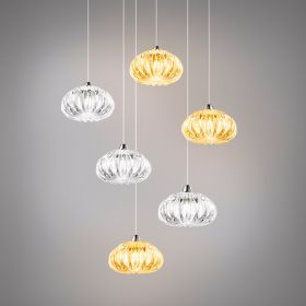 DIAMANTE Brilliante italienische Glas-Pendelleuchte Schnes, dickwandiges Lampenglas in klar und honiggelb.