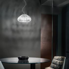 DIAMANTE Brilliante italienische Glas-Pendelleuchte Strahlendes, doch blendfreies Licht fr den Esstisch (Abb. grere Variante)..