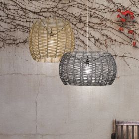 POMA Round pendant light in many colors Groe Pendelleuchten mit farbigen Kordel bespannte Schirmen.