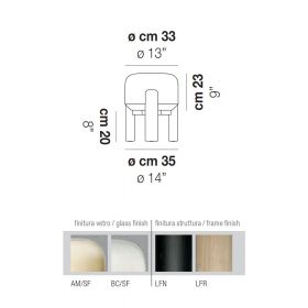 SATA Hochwertige Design Tischleuchte Abmessungen und Materialien.