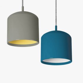 DUO pendant light in concrete gray or azure blue
