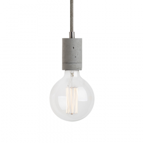 Concrete lamp pendant in gray with linen cable