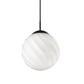 SWING Nostalgic pendant light with opal glass Pendellampe mit 25 cm, Haltung in Schwarz.
