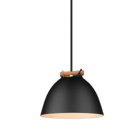 INGRA Moderne Pendelleuchte mit Holzaufhngung Pendelleuchte in Schwarz.