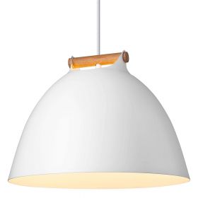INGRA Moderne Pendelleuchte mit Holzaufhngung Groe Variante in Wei.