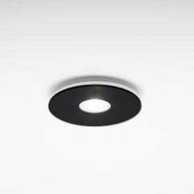 TET Flacher Aufbau-Spot dimmbar Aufbaudeckenspot mit Halterung in Wei, Frontglas Schwarz.