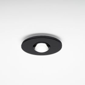 TET Flacher Aufbau-Spot dimmbar Schwarze Glas-Deckenleuchte mit Linse.