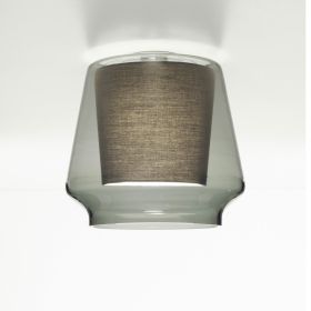 ALEVE Design Deckenleuchte mit Textil-Diffusor Option in Rauchglas mit anthrazitfarben Textil-Diffusor.