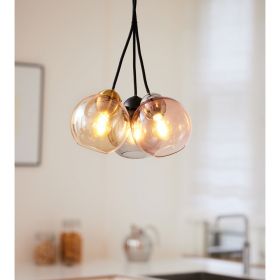 BACCIO Pendelleuchte mit farbigen Glas Ensembel aus drei Pendellampen mit kleinen Glsern.