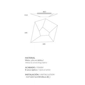 HALLEY Large asymmetrical design ceiling light Groe Deckenleuchte mit 100 cm Seitenlnge.
