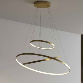 RINGS Ring LED Design Hngeleuchte Messing Ring Leuchte mit drei groen Ringen.