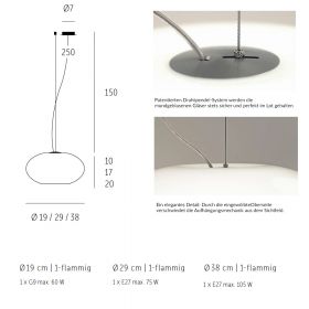 AIH High-quality glass pendant light Abmessung der Pendelleuchte.