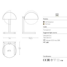 MJA Design Klassiker Tischleuchte Abmessung der Design Klassiker Tischleuchte.