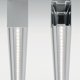 FLUO WIDE BI EMISSION LED Pendelleuchte 120cm Alufarben (einzeln schaltbar)