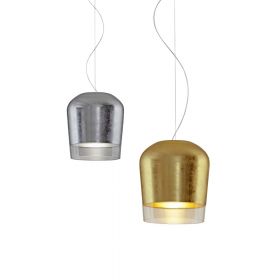 SYSS Elegant glass pendant light with gold/silver decor