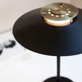 TURIN Small table lamp in scand. design Die kleine Tischlampe mit Messing und Glas.