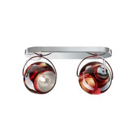 BELUGA COLOR 2-light wall and ceiling light Ein aufflliges Rot des Glasschirms.