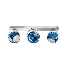 BELUGA COLOR 3-flame wall and ceiling light Schillernd Blauer Glasschirm der Leuchte.