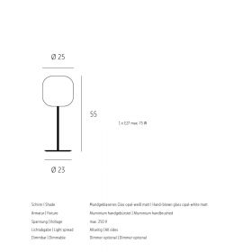 MUREA Mittelfu-Tischleuchte mit Opalglas