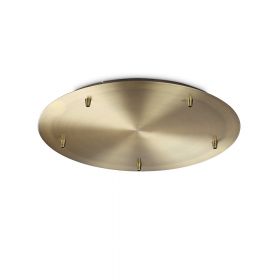 Runder Deckenbaldachin mit 5 Auslssen Das Deckenteil fr 5 Lampen in der Oberflche Messing.