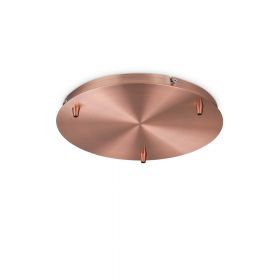 Round ceiling canopy with 3 outlets Rundes Deckenteil fr 5 Lampen in der Oberflche Kupfer.