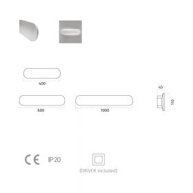 BONNI Lange Wandleuchte mit LED Up- und Downlight Abmessung der langen Wandleuchte.