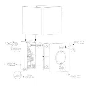 JOYA Italienische Wandleuchte Up- and Downlight Oberflche Chrom Auszug aus der Montageanleitung des kleinen Wandfluters.