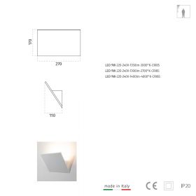 SONJA Angular LED wall light in white Abmessung der Led Wandleuchte.