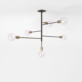 ARCO 6-flame minimalist chandelier with brass details