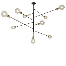 ARCO 9-flame minimalist chandelier with brass details