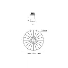 BICICLI Wandleuchte aus Draht in Form eines Speichenrades Drei verschiedene Abmessungen der Spanischen Wandleuchte.
