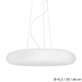 FORUM Flat round pendant light made of glass